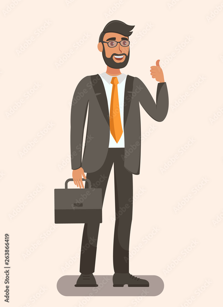 Elegant Man Holding Briefcase Flat Illustration Elegant Man Holding Briefcase Flat Illustration