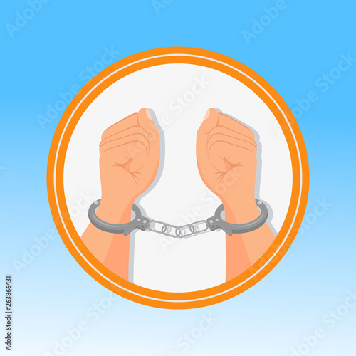 Handcuffed Hands, Fists Flat Vector Illustration