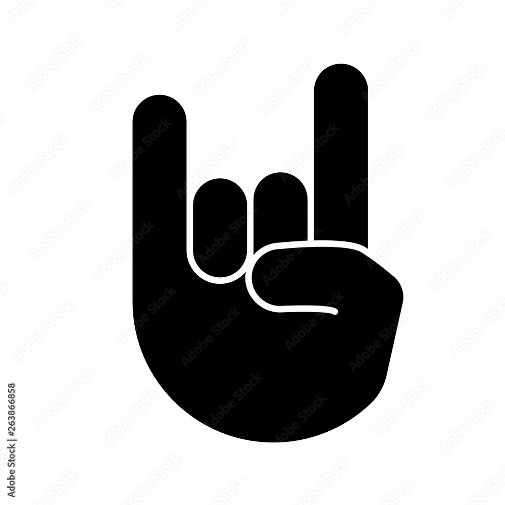Rock on gesture glyph icon Rock on gesture glyph icon