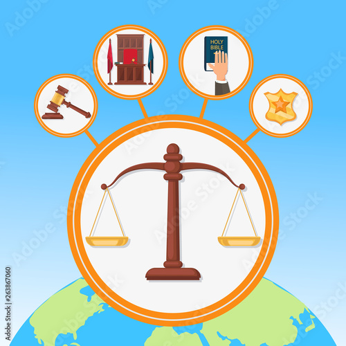 Legal Process Symbols Flat Vector Illustration