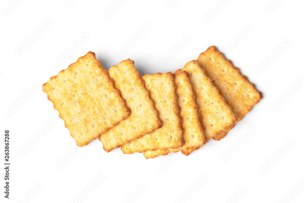 Cracker cookies isolated on white background. Cracker cookies isolated on white background.