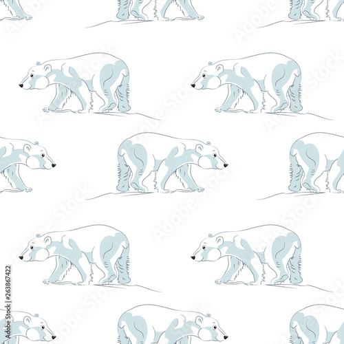 Bear seamless pattern. Background  with cute bear. Vector seamless pattern.