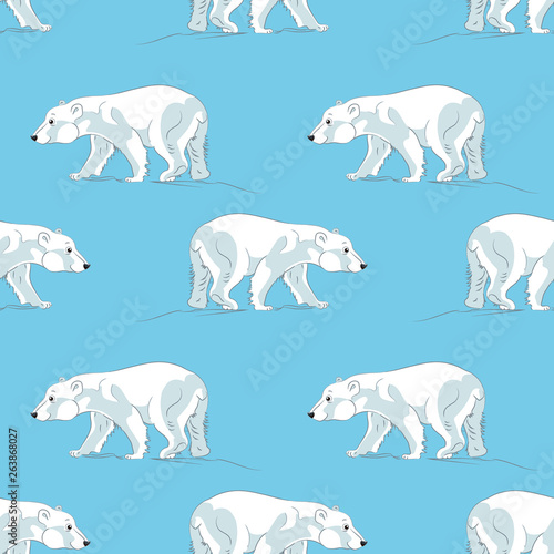 Bear seamless pattern. Background  with cute bear. Vector seamless pattern.