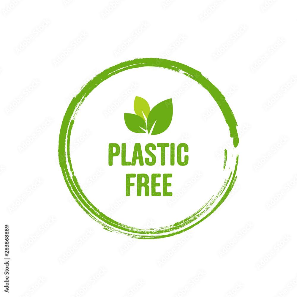 Plastic free green icon badge. Bpa plastic free chemical mark. Vector stock illustration. Isolated on white background. Plastic free green icon badge. Bpa plastic free chemical mark. Vector stock illustration. Isolated on white background.