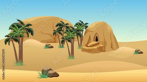 Desert landscape scene for cartoon or game background