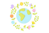 Earth day element paper cut on white background - isolated