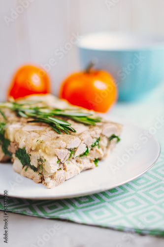 Meat terrine with greens
