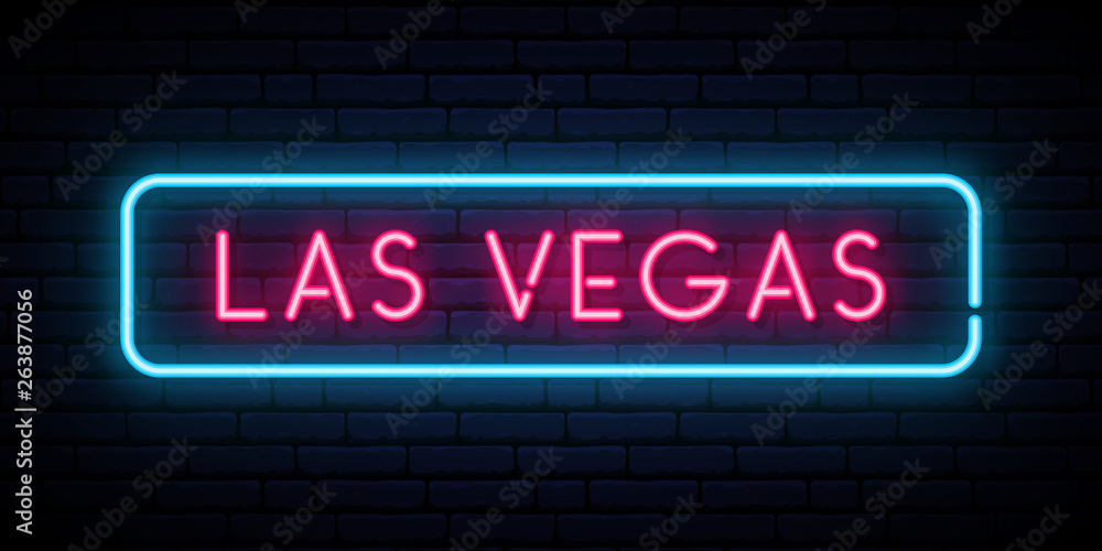 Las Vegas neon sign. Bright light signboard. Vector banner. Las Vegas neon sign. Bright light signboard. Vector banner.