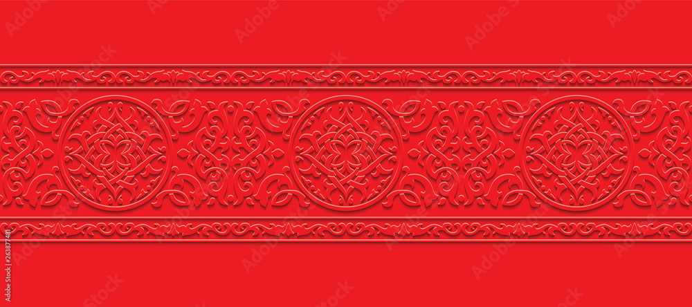 Arabic arabesque design greeting card for Ramadan Kareem,Islamic ornamental red detail of mosaic,vector illustration Arabic arabesque design greeting card for Ramadan Kareem,Islamic ornamental red detail of mosaic,vector illustration