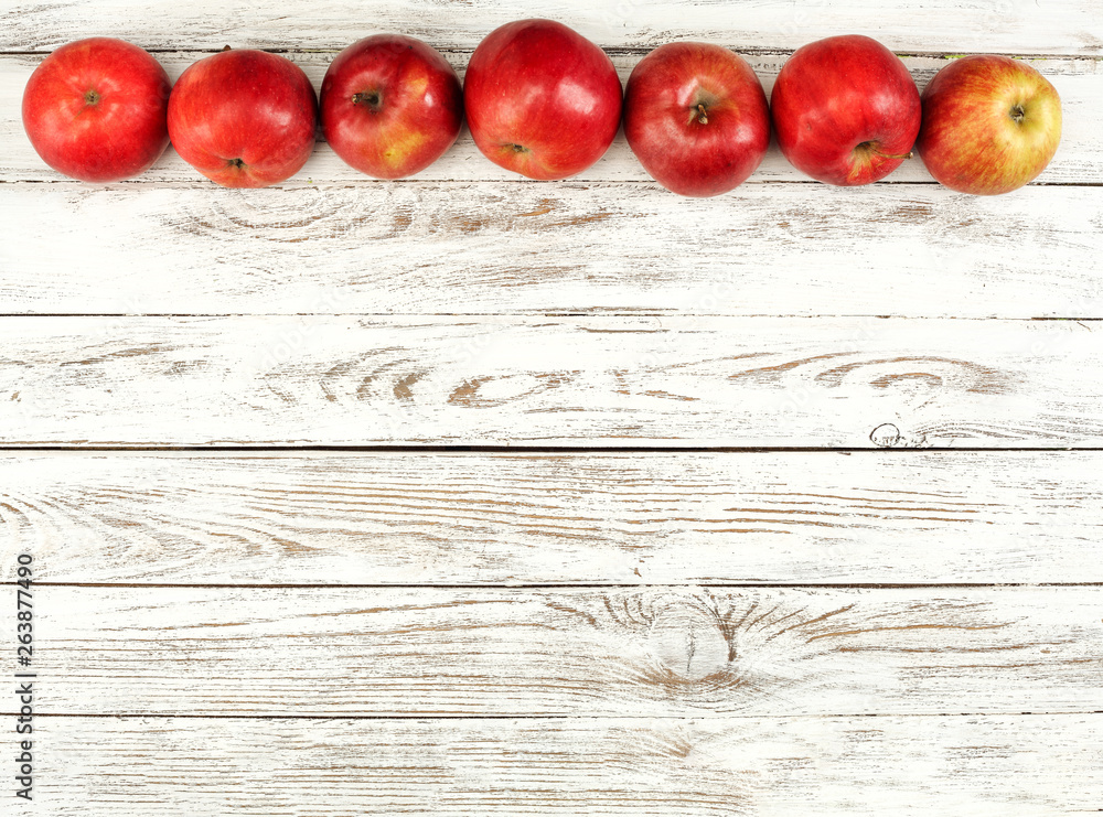 Fresh apples on white wooden desk and free space for your decoration. Fresh apples on white wooden desk and free space for your decoration.