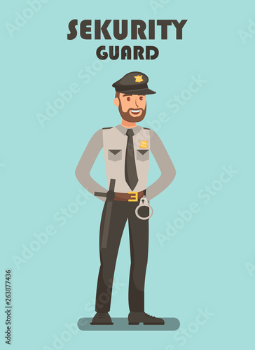 Security Guard on Mission Vector Poster Template