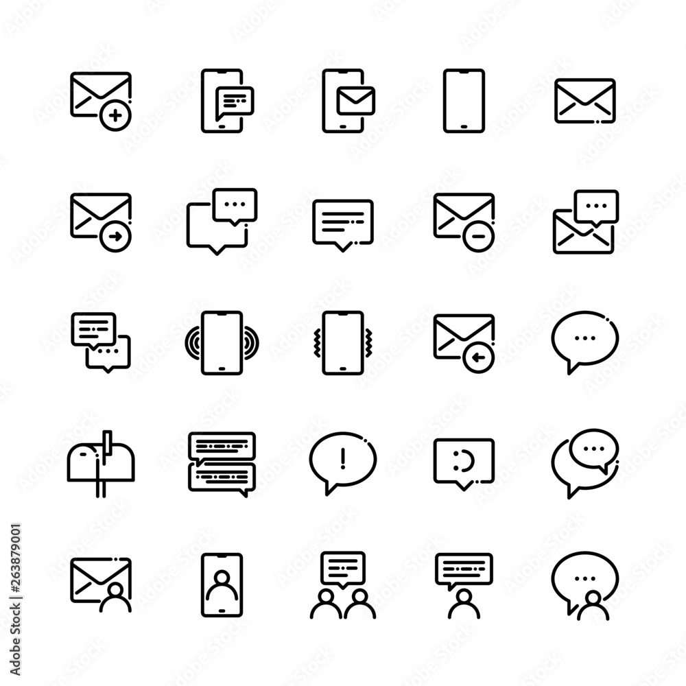 Messages, SMS and Conversations Vector Line Icons Messages, SMS and Conversations Vector Line Icons