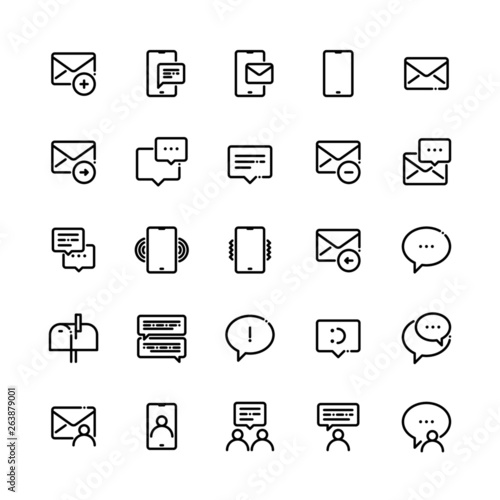 Messages, SMS and Conversations Vector Line Icons
