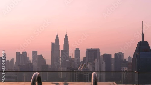 KUALA LUMPUR, MALAYSIA - APRIL 20, 2019 - Kuala Lumpur city skylines during sunrise, sunset and night. Timelapses and motion timelapses photo