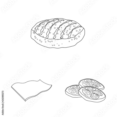 Isolated object of burger and sandwich sign. Set of burger and slice stock vector illustration.