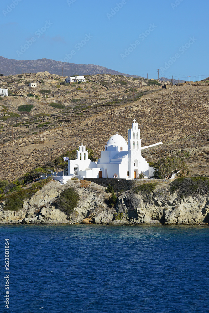 The church of Agia Irini in the entrance of the port