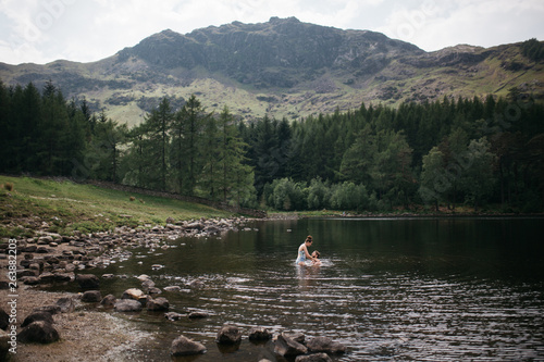 Couple swimming in the lake