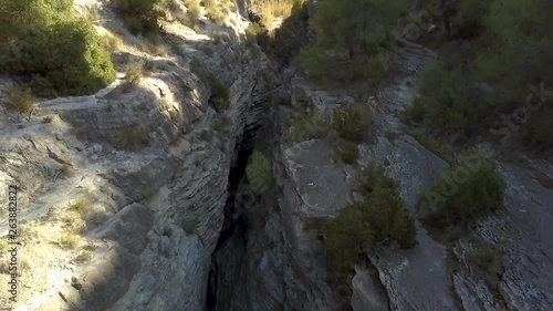 Aereal drone image narrow Bolvonegro at Moratalla, Murcia (Spain) photo