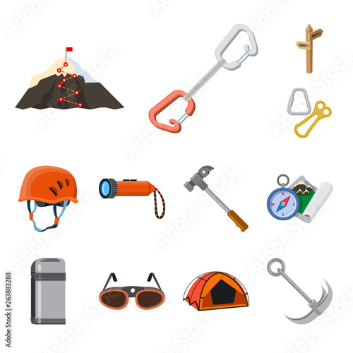 Isolated object of mountaineering and peak logo. Set of mountaineering and camp vector icon for stock.