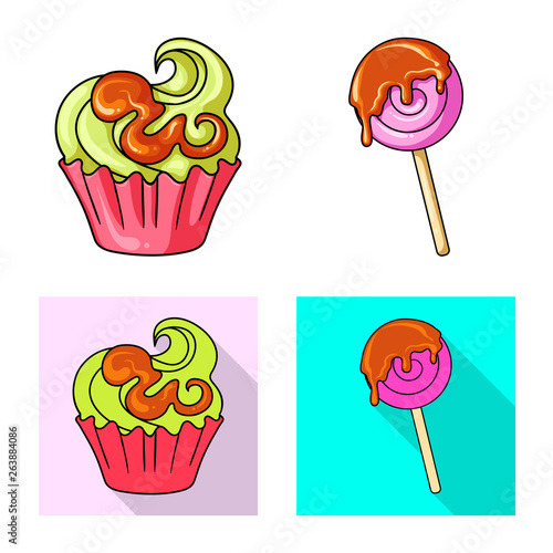 Vector illustration of confectionery and culinary symbol. Collection of confectionery and product stock vector illustration.