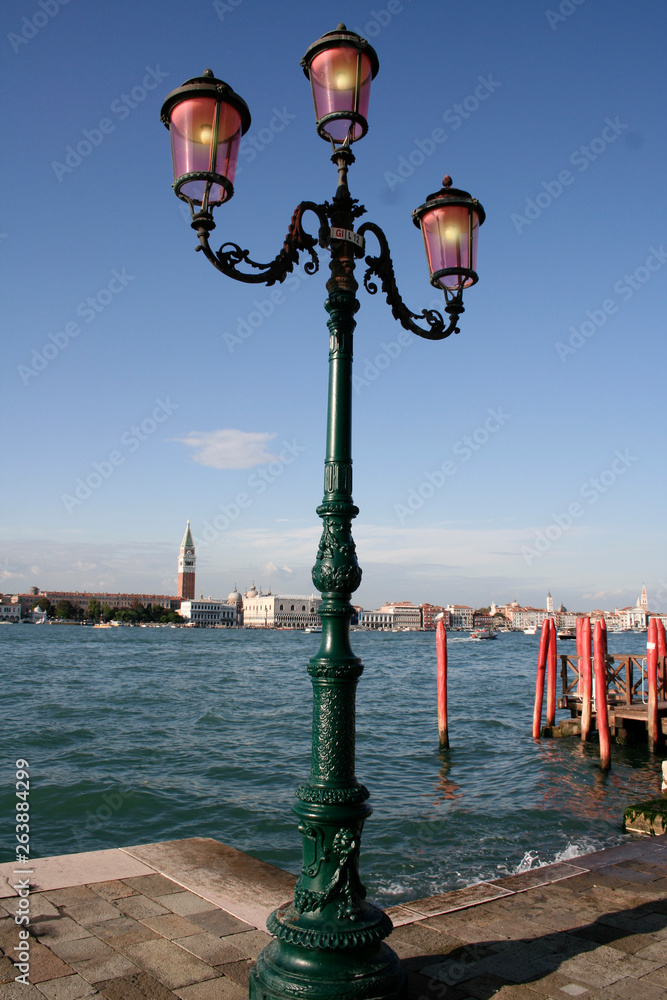 View of Venice , Italy with street lamp