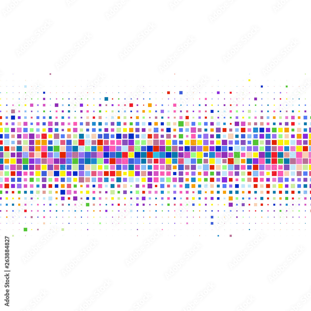 Ornament of bright colorful squares on a white background. 