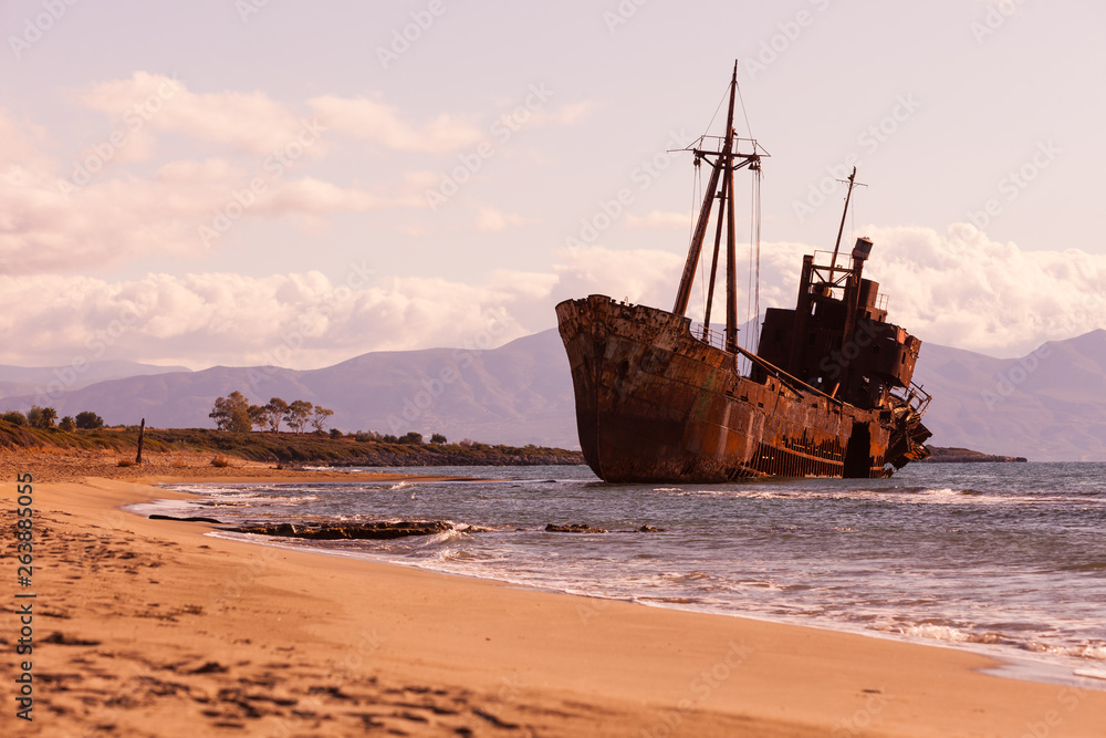 The famous shipwreck near Gythio Greece The famous shipwreck near Gythio Greece