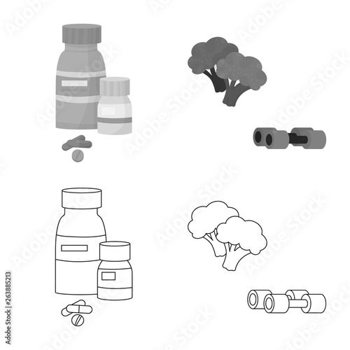 Vector design of diet and treatment  symbol. Collection of diet and medicine stock symbol for web.