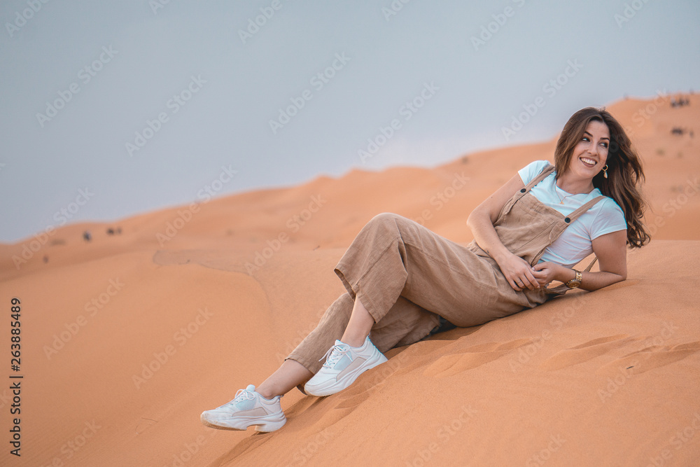 beautiful girl in moroco desert 