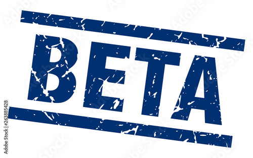 square grunge blue beta stamp