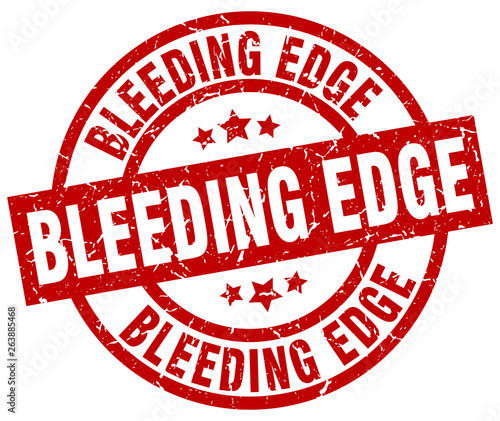 bleeding edge round red grunge stamp