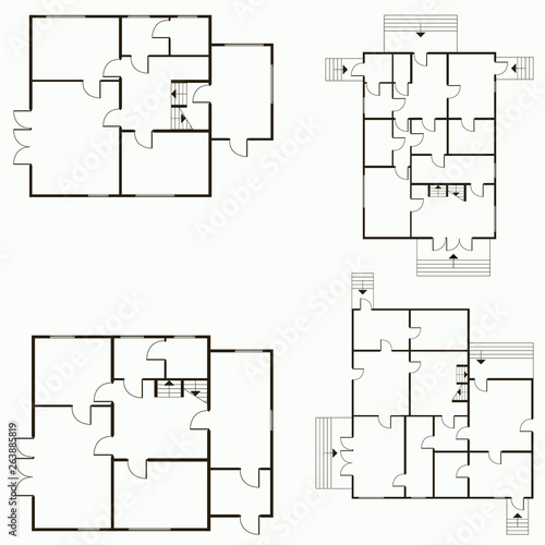 Architectural blueprint in top view background. Vector technical project background illustration