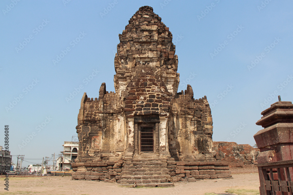 ruined temple (Prang Sam Yot) in Lopburi (Thailand)