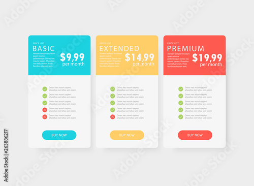 Vector price table tamplate / price list template