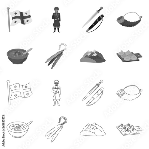 Vector illustration of culture and sightseeing sign. Collection of culture and originality stock vector illustration.