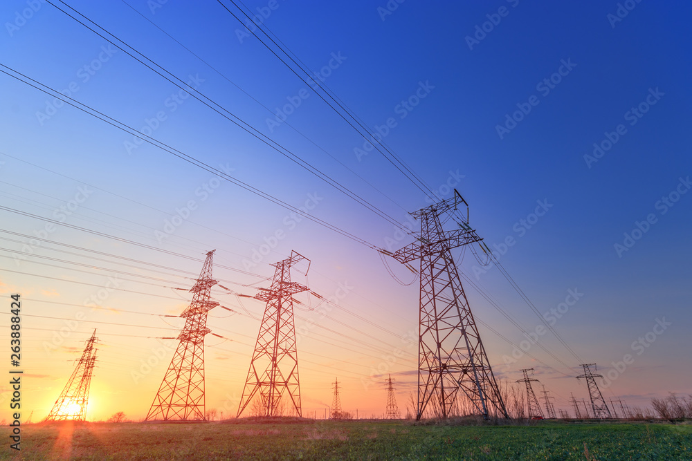 power line in the sunlight / bright abstract photo of the industrial zone