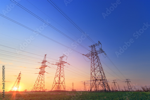 power line in the sunlight / bright abstract photo of the industrial zone
