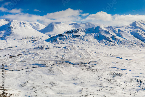 Beautiful mountain winter landscape near Akureyri, Iceland