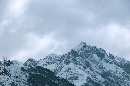 Clouds over the mountains in winter. Cortina d’Ampezzo Italy