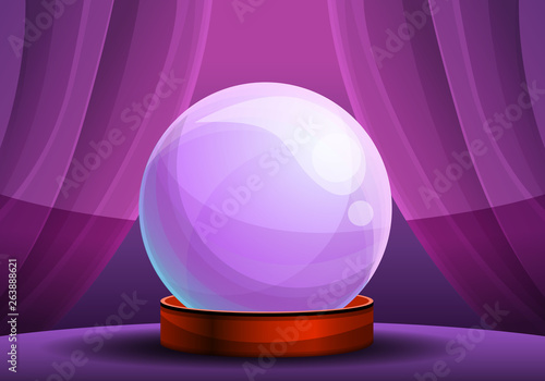 Magic fortune glass ball concept banner. Cartoon illustration of magic fortune glass ball vector concept banner for web design