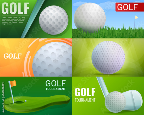 Golf banner set. Cartoon illustration of golf vector banner set for web design