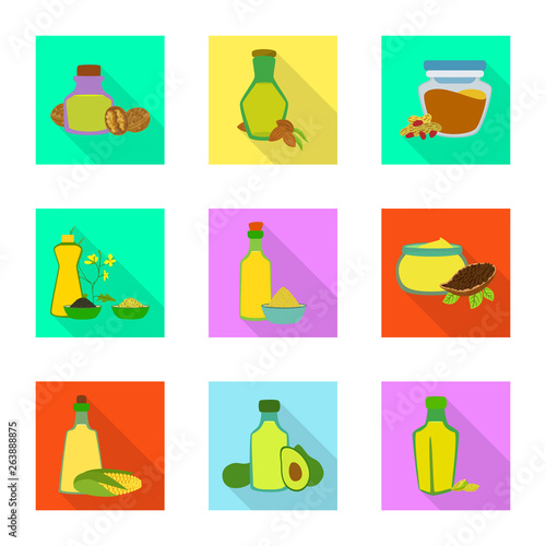 Vector design of bottle and glass sign. Set of bottle and agriculture vector icon for stock.