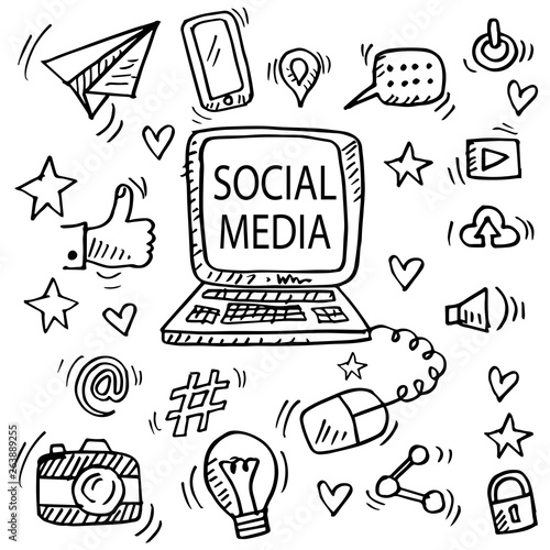 Set of social media doodle.
