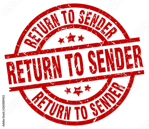 return to sender round red grunge stamp