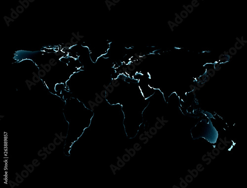 World map with glowing light