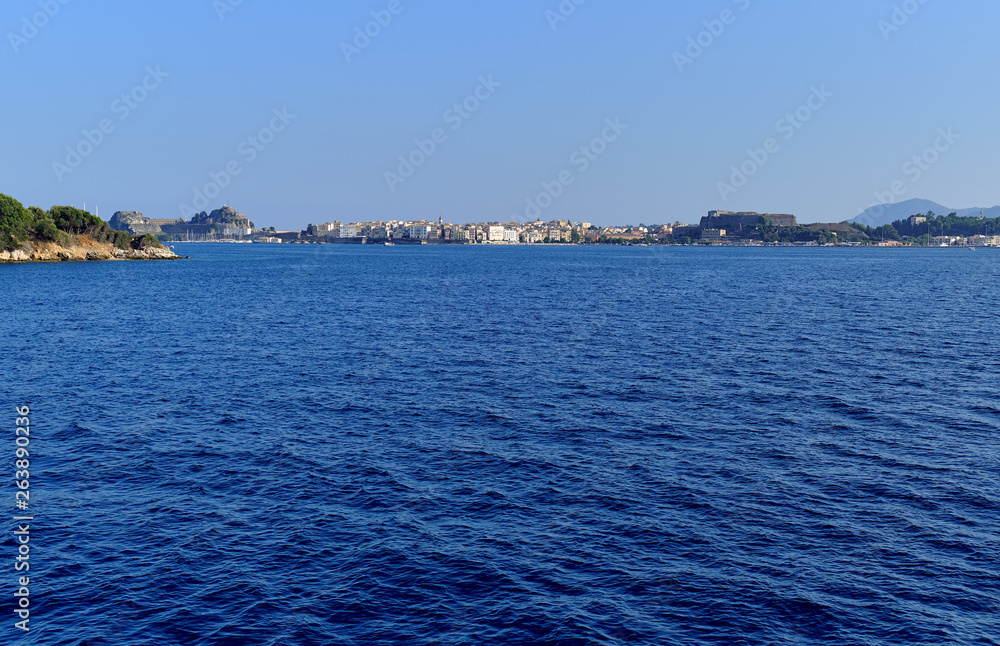 View from the Ionian Sea in Corfu Town, Greece View from the Ionian Sea in Corfu Town, Greece