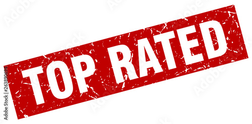 square grunge red top rated stamp