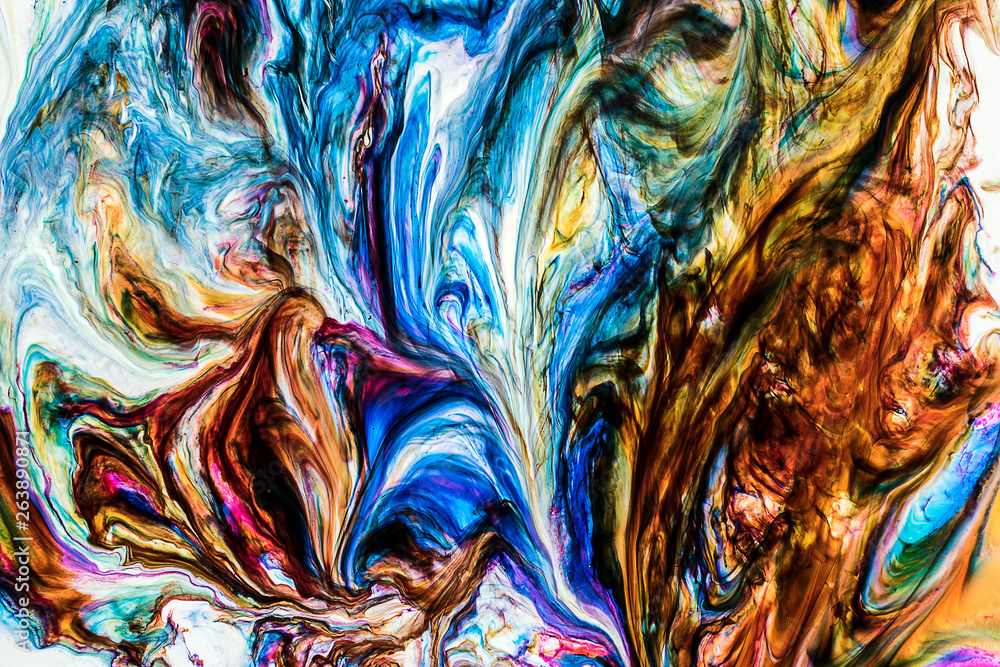 Background of red, pink, blue, brown, green ink waves Background of red, pink, blue, brown, green ink waves