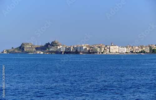 Fototapeta Naklejka Na Ścianę i Meble -  View from the Ionian Sea in Corfu Town, Greece