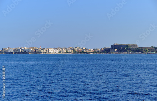 Fototapeta Naklejka Na Ścianę i Meble -  View from the Ionian Sea in Corfu Town, Greece